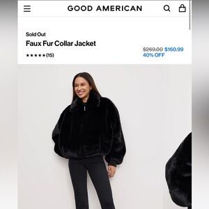 Good American Black Faux Fur Jacket